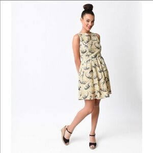 Retrolicious Modcloth Dino Bones Dinosaur Fossil Science Pinup Dress.